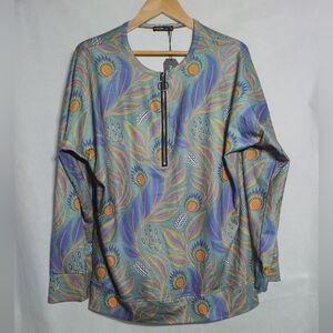 Nora Cora NWT XL Peacock Colorful Floral Long Sleeve Top